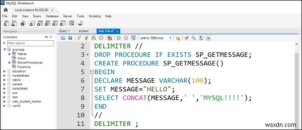 MySQL Workbenchでストアドプロシージャを作成・実行する方法