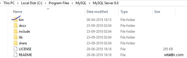 MySQLのbinディレクトリはWindows OSのどこにありますか?