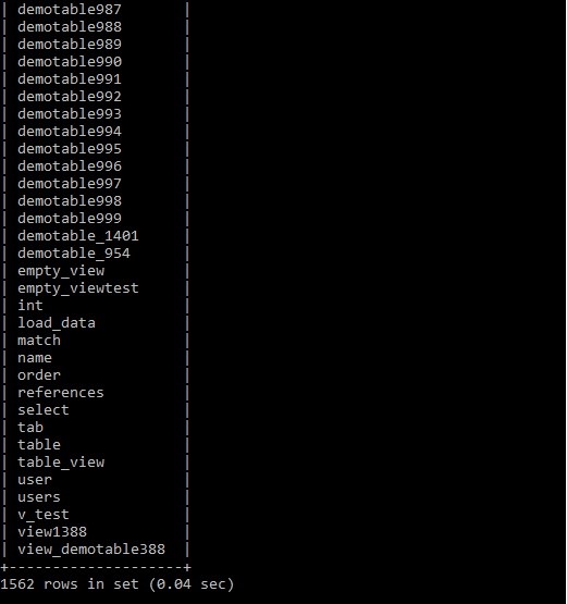 MySQLでデータベース内のテーブル数を表示するクエリの書き方