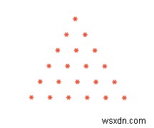 C言語でピラミッド型パターンを表示するプログラム