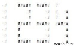 文字列で与えた数字をハッシュ記号(#)で大きく表示するCプログラム