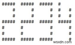 文字列で与えた数字をハッシュ記号(#)で大きく表示するCプログラム