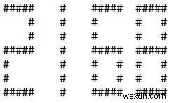 文字列で与えた数字をハッシュ記号(#)で大きく表示するCプログラム