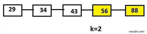 C言語の再帰を使って連結リストの末尾からk個のノードを表示する方法