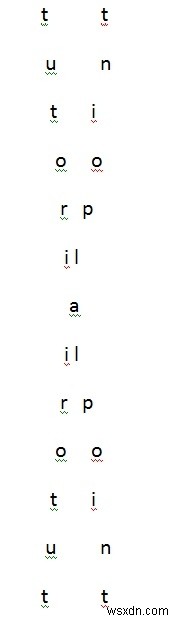C++プログラムで文字列を「X」字型に表示する方法