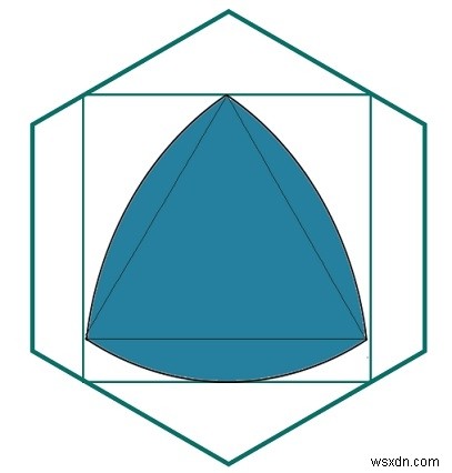 正六角形に内接する正方形に内接する最大のルーロー三角形の面積を求める方法