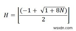 コインを三角形（ピラミッド状）に配置したときの最大の高さを求めるC/C++プログラム