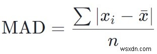 C++で平均絶対偏差(MAD)を計算するプログラムの書き方