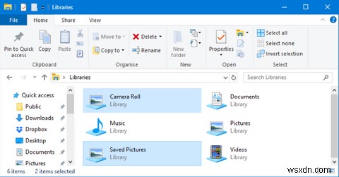 Windows 10で「カメラ ロール」と「保存されたピクチャ」フォルダを移動・非表示・削除する方法