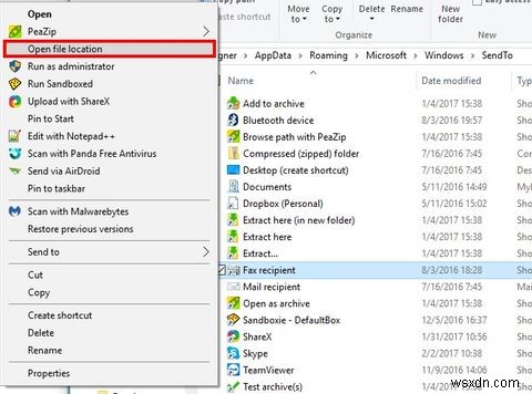 Windows 10の右クリックメニュー「送る」を自由にカスタマイズする方法