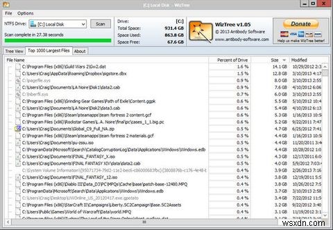 WizTreeの使い方｜ディスク容量を圧迫している犯人を数秒で特定できるWindows用ツール
