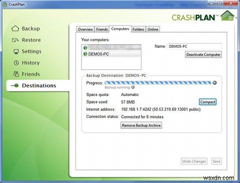 CrashPlan Personalを使ってインターネット経由でPCを相互バックアップする方法