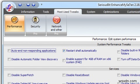 EnhanceMySe7enでWindows 7を自由にカスタマイズ!システム情報の詳細確認もこれひとつ