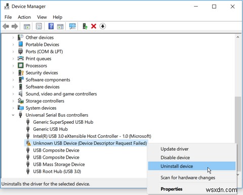 Windows 10で「不明なUSBデバイス(デバイス記述子の要求に失敗しました)」エラーを解決する6つの方法
