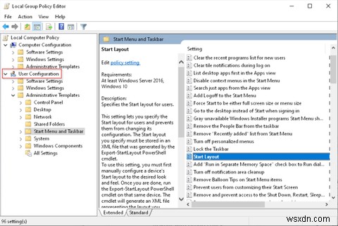 グループポリシーを使用してWindowsスタートメニューとタスクバーをカスタマイズする方法