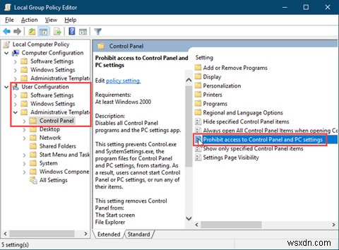 Windows 10で「設定」アプリとコントロールパネルへのアクセスを無効にする2つの方法