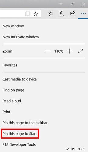 Windows 10でWebサイトをスタートメニューにピン留めする方法