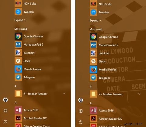 Windows 10のスタートメニュー透明度を微調整する簡単なテクニック