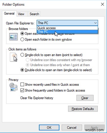 Windows 10のエクスプローラー起動時の表示を「クイックアクセス」から「このPC」に変更する方法