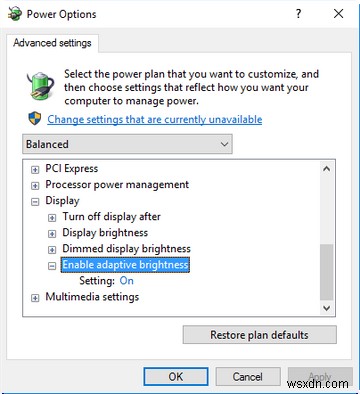 Windows 10でアダプティブブライトネス(自動輝度調整)をオン・オフする方法