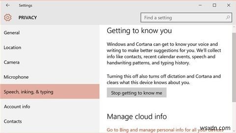 Windows 10の「ユーザー情報の学習」機能を無効にする方法