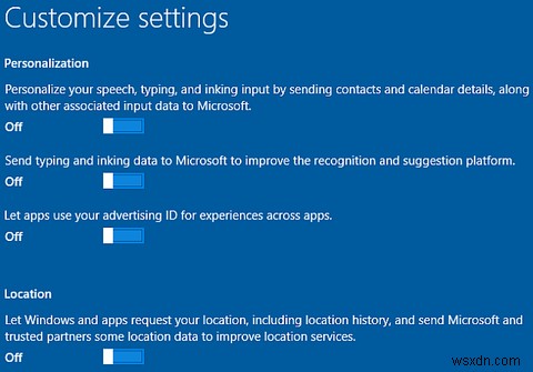 Windows 10のセットアップ中にプライバシー設定をカスタマイズする方法