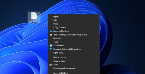 Windows 11の右クリックメニューにテキストファイルをクリップボードへコピーするオプションを追加する方法