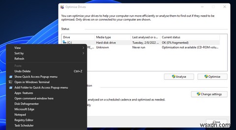 Windows 11の右クリックメニューにディスクデフラグのショートカットを追加する2つの方法