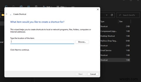 Windows 11の「送信」メニューに新しいショートカットを追加する方法