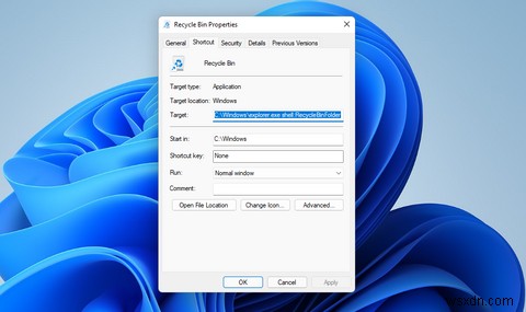 Windows 11でごみ箱をタスクバーにピン留めし、ホットキーショートカットを作成する方法