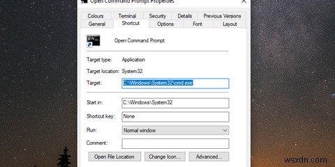 Windows 10でデスクトップショートカットからコマンドプロンプトのコマンドを実行する方法