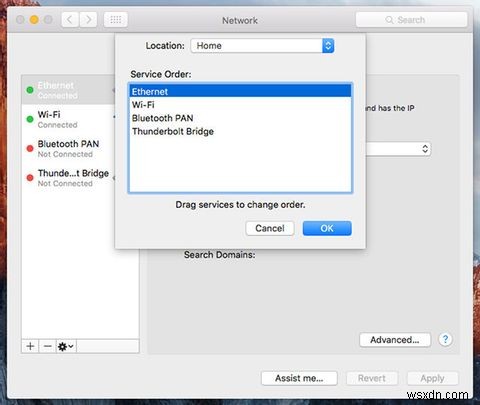Mac OS XでWi-Fiよりイーサネット(有線)接続を優先させる設定方法