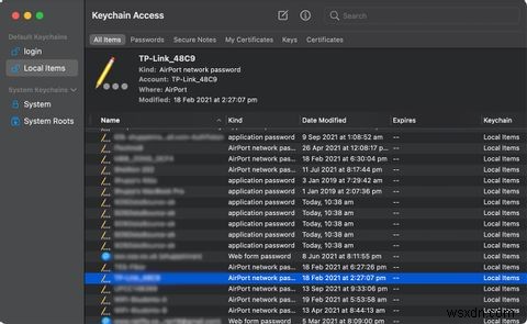 Macのキーチェーンアクセスでパスワードを検索・編集する方法
