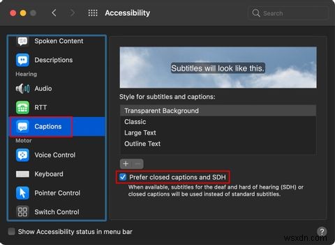 Macでクローズドキャプション(SDH)を自動的に有効にする方法