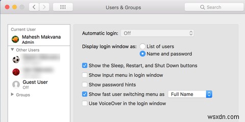 macOSのログイン画面でユーザーアカウントを非表示にする方法