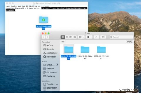 Time Machineのバックアップがゴミ箱から削除できないときの対処法