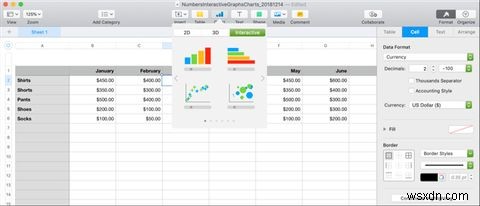 MacのNumbersでインタラクティブなチャート(グラフ)を作成する方法