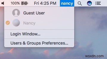 Macのメニューバーからユーザーアカウントをすばやく切り替える方法
