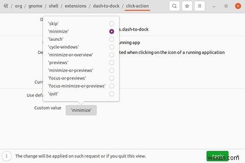 Ubuntuでドックアイコンのクリック時にウィンドウを最小化する方法