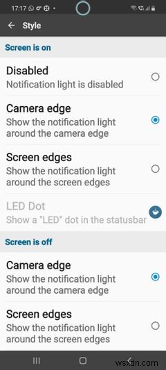 サムスンのGalaxyスマホでカメラ穴周辺のLED通知を有効にする方法