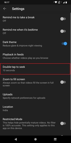 YouTubeアプリで10秒以上を一気にスキップ!ダブルタップ早送り・巻き戻し時間の変更方法