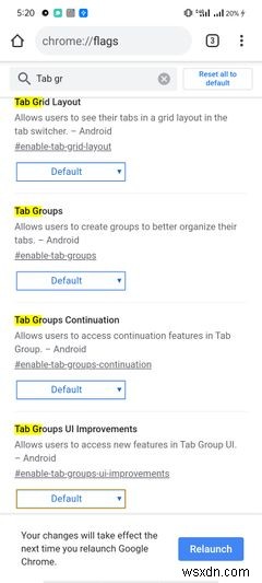 Android版Chromeでタブグループを作成・管理・無効化する方法