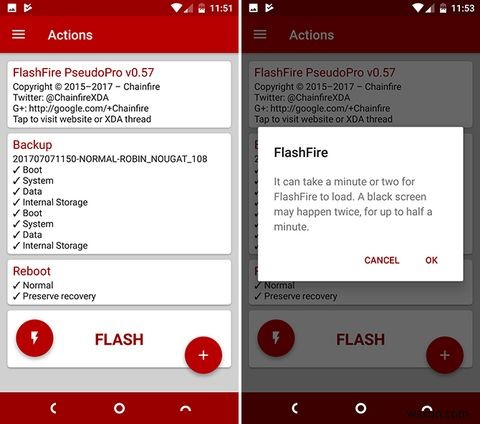 【FlashFire】カスタムリカバリなしでROMをフラッシュし、バックアップを作成する方法
