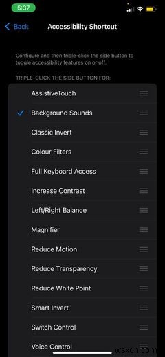 iOS 15の「背景音」機能でリラックス効果のある環境音を再生する方法