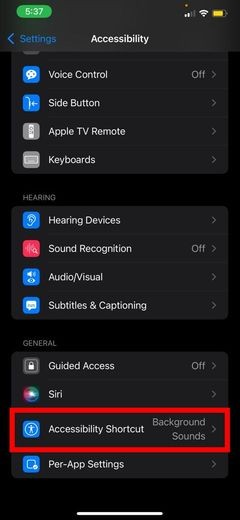 iOS 15の「背景音」機能でリラックス効果のある環境音を再生する方法