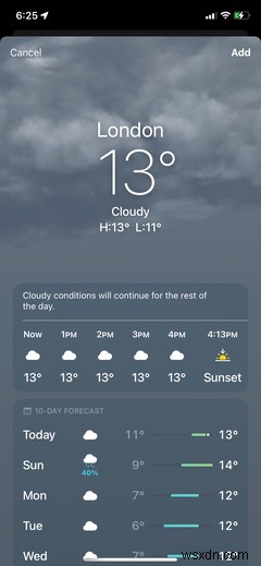 iPhoneの「天気」アプリで場所を追加・並べ替え・削除する方法