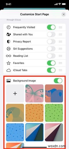 iOS 15のSafariでカスタム背景画像を設定する方法