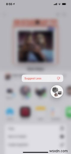 iPhoneの共有シートに表示される連絡先の候補行をオフにする方法