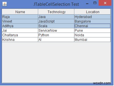 JavaでJTableのセルをプログラムから選択する方法|setRowSelectionIntervalの使い方