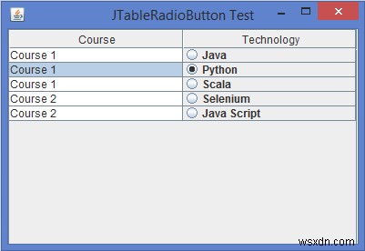 JavaのJTableセルにJRadioButton(ラジオボタン)を追加・挿入する方法